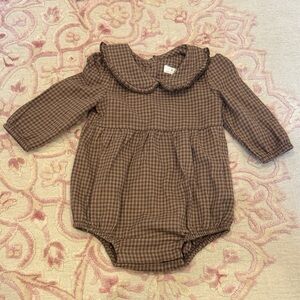 Colored Organics Brown Houndstooth Baby Romper